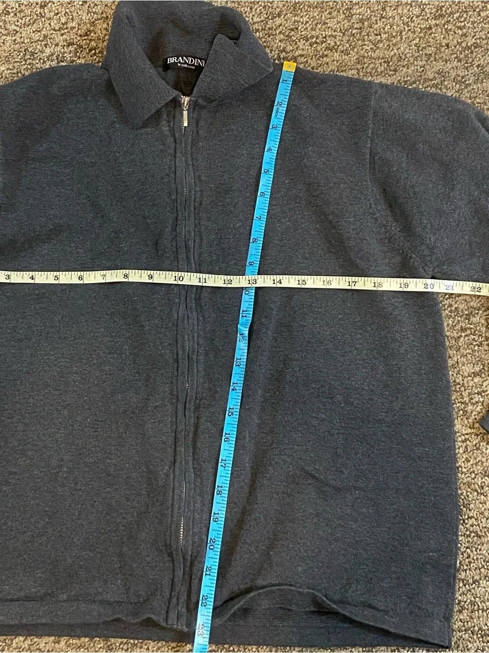 Brandini Charcoal Gray Zip-Front Collared Sweatshirt Jacket Size L - Picture 8 of 8
